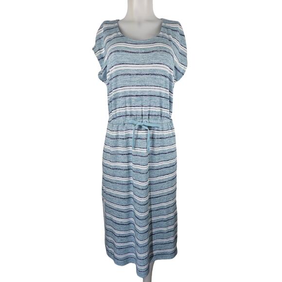 T By Talbots Athletic Pockets Draw String Waist Shades of Blue Women's Dress M - Picture 1 of 4